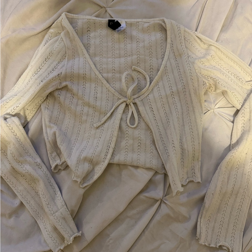 Cozy Cream Knit Tie Front